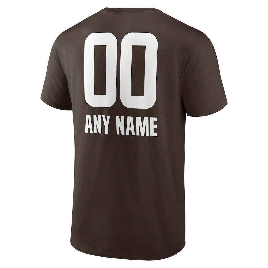 Cleveland Browns Personalized Name & Number Team Wordmark T-Shirt Brown | NFL