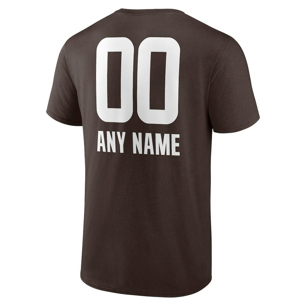 Cleveland Browns Personalized Name & Number Team Wordmark T-Shirt Brown | NFL