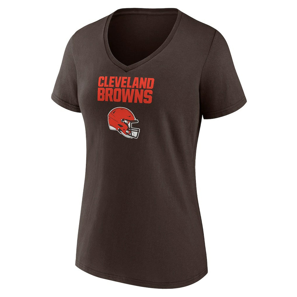 Cleveland Browns Women's Personalized Name & Number Team Wordmark V-Neck T-Shirt Brown | NFL