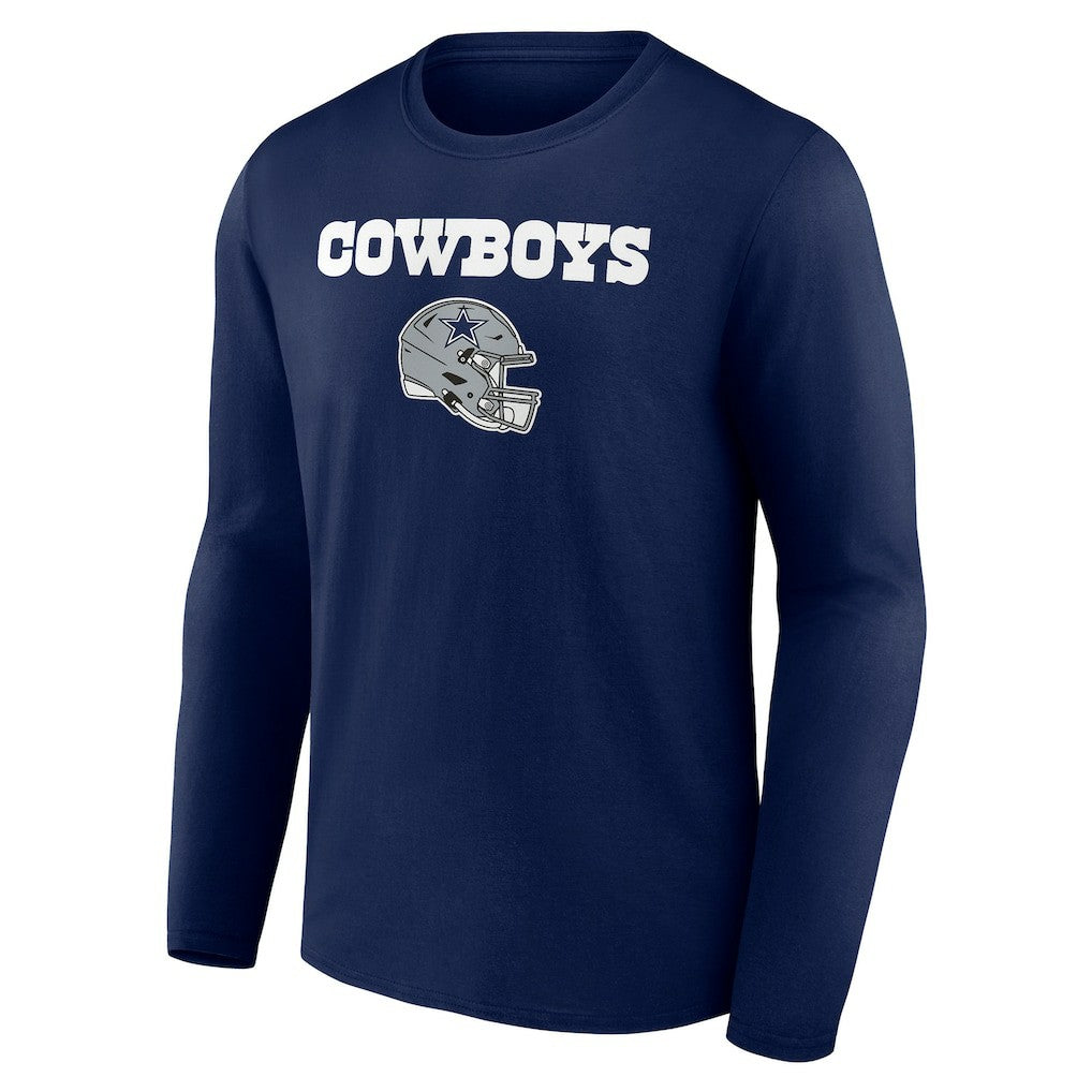 Dallas Cowboys Personalized Name & Number Team Wordmark Long Sleeve T-Shirt Navy | NFL