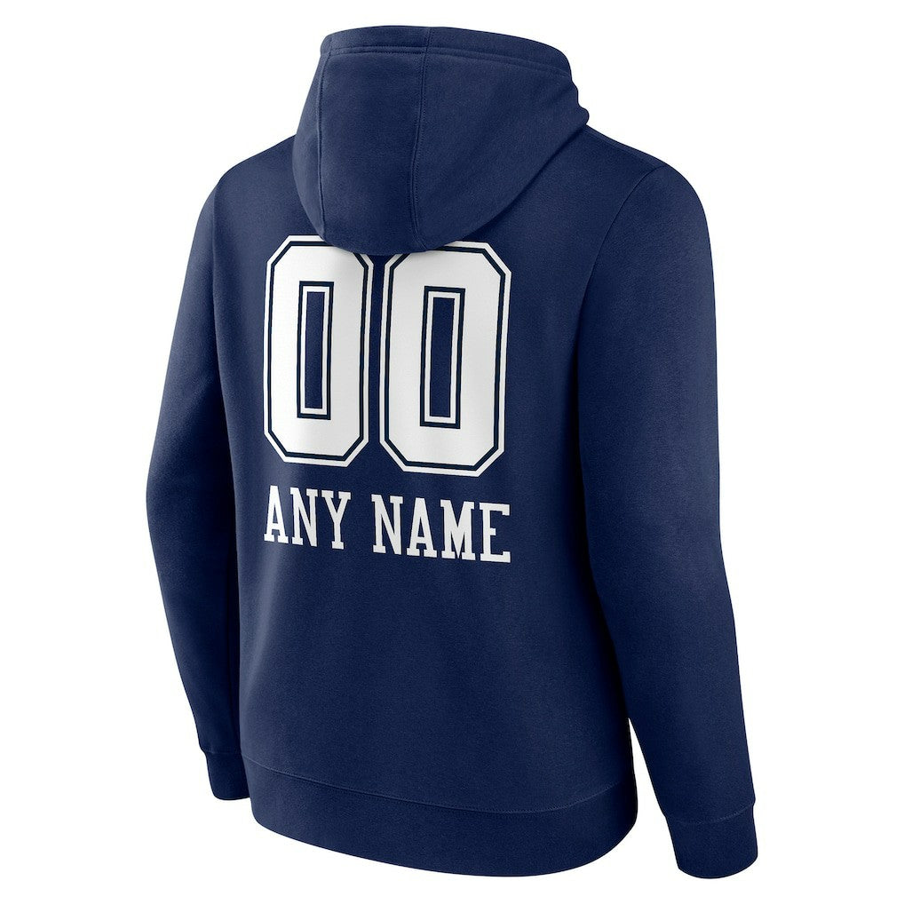 Dallas Cowboys Personalized Name & Number Team Wordmark Pullover Hoodie Navy | NFL