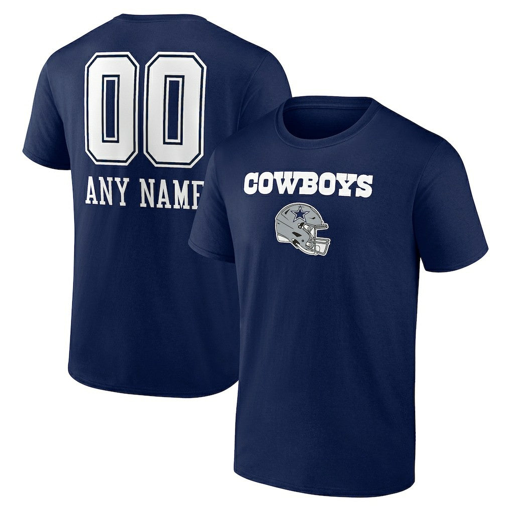 Dallas Cowboys Personalized Name & Number Team Wordmark T-Shirt Navy | NFL