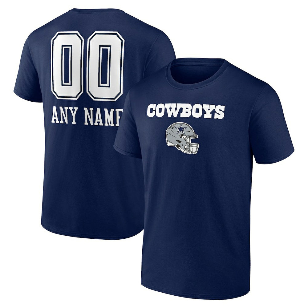 Dallas Cowboys Personalized Name & Number Team Wordmark T-Shirt Navy | NFL