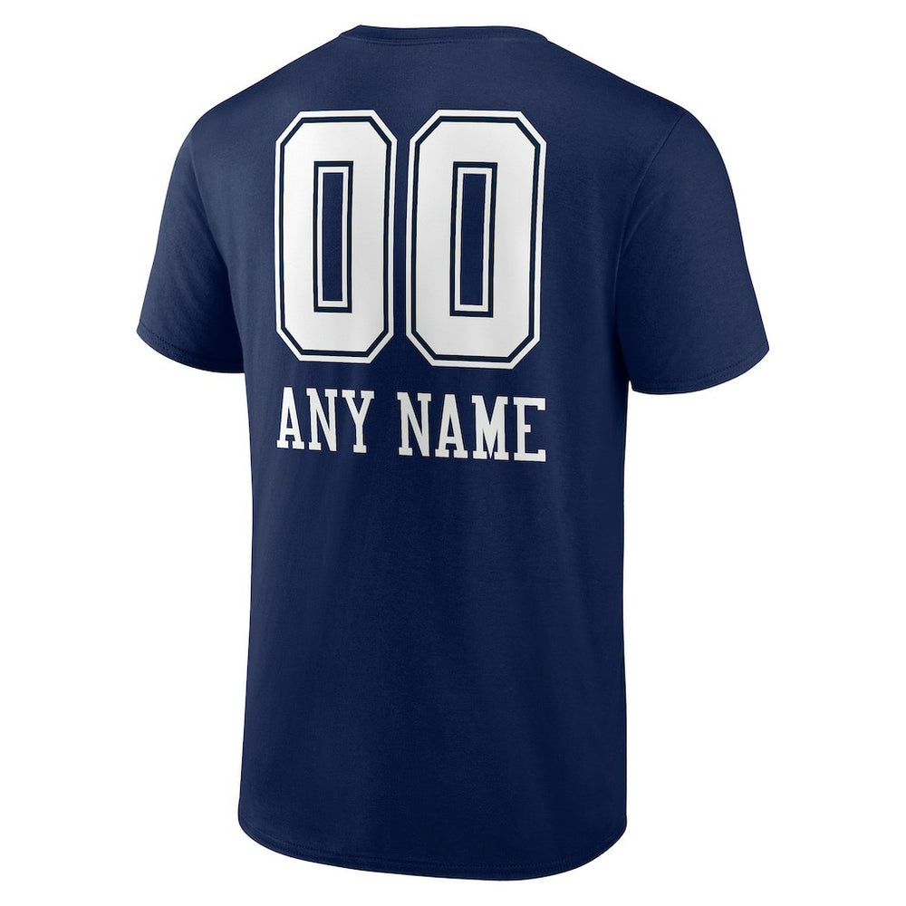 Dallas Cowboys Personalized Name & Number Team Wordmark T-Shirt Navy | NFL