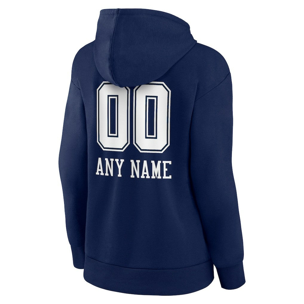 Dallas Cowboys Women's Personalized Name & Number Team Wordmark Pullover Hoodie Navy | NFL