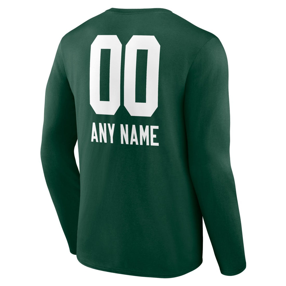 Green Bay Packers Personalized Name & Number Team Wordmark Long Sleeve T-Shirt Green | NFL