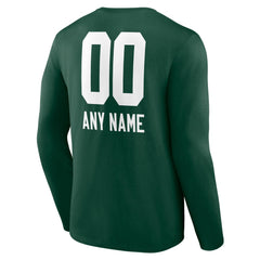 Green Bay Packers Personalized Name & Number Team Wordmark Long Sleeve T-Shirt Green | NFL