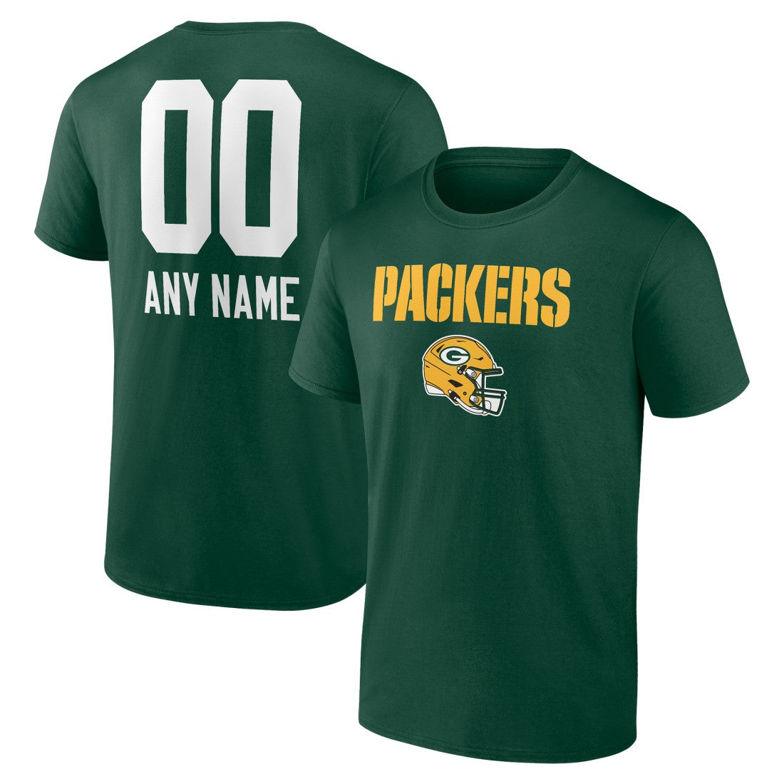 Green Bay Packers Personalized Name & Number Team Wordmark T-Shirt Green | NFL