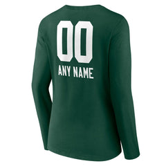 Green Bay Packers Women's Personalized Name & Number Team Wordmark Long Sleeve V-Neck T-Shirt Green | NFL