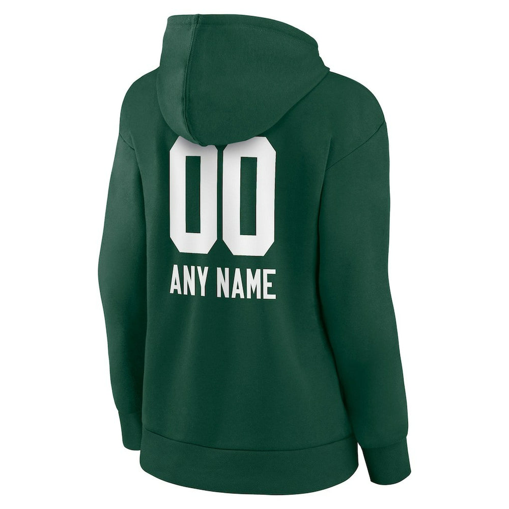 Green Bay Packers Women's Personalized Name & Number Team Wordmark Pullover Hoodie Green | NFL