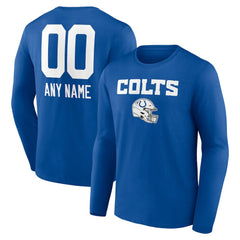 Indianapolis Colts Personalized Name & Number Team Wordmark Long Sleeve T-Shirt Royal | NFL