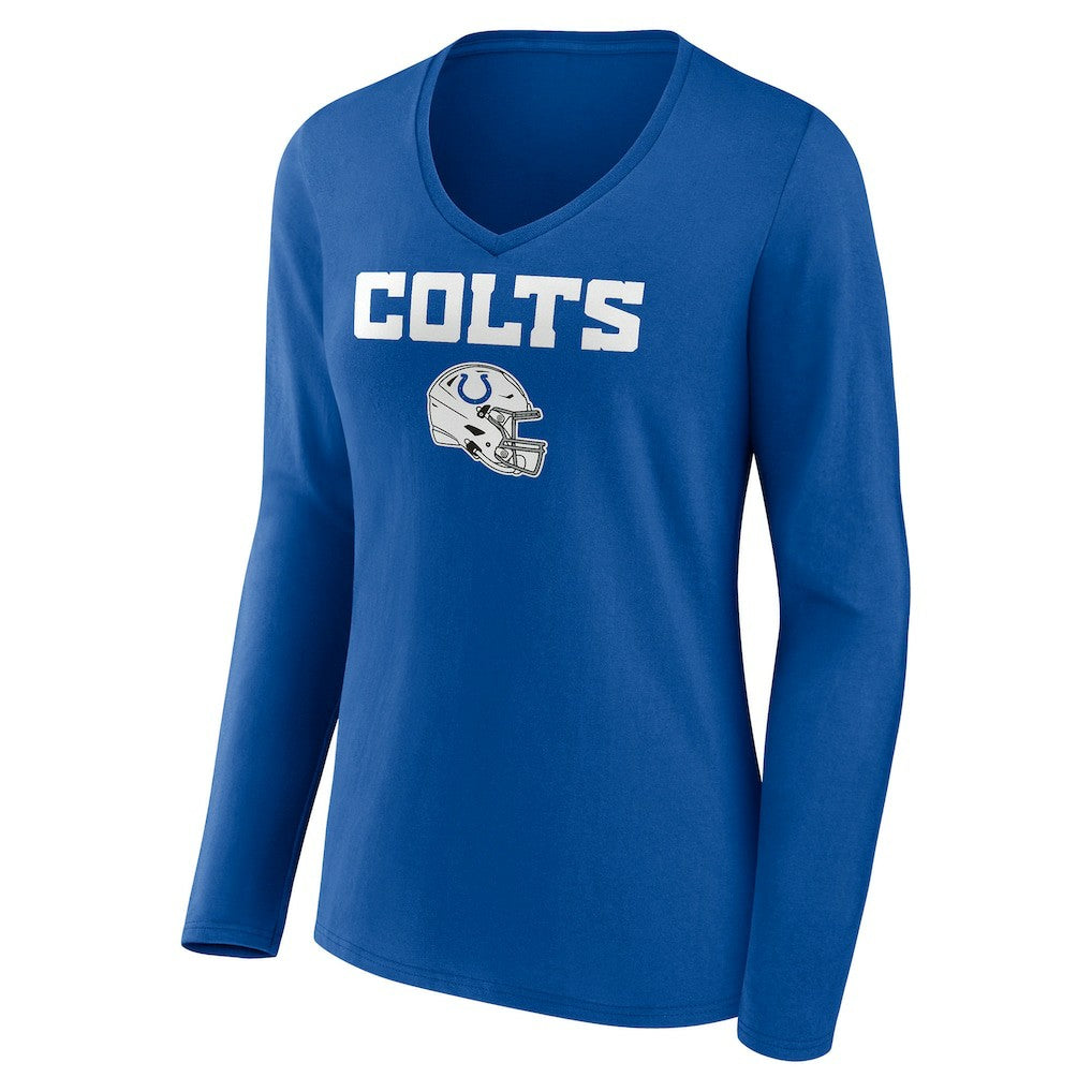 Indianapolis Colts Women's Personalized Name & Number Team Wordmark Long Sleeve V-Neck T-Shirt Royal | NFL