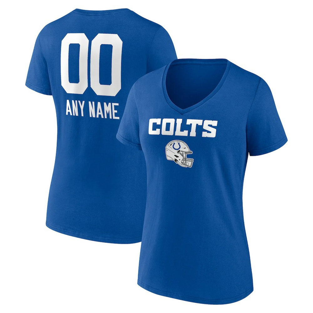 Indianapolis Colts Women's Personalized Name & Number Team Wordmark V-Neck T-Shirt Royal | NFL