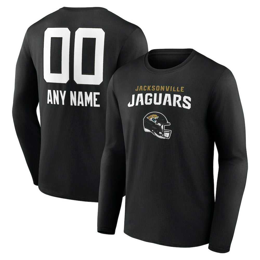 Jacksonville Jaguars Personalized Name & Number Team Wordmark Long Sleeve T-Shirt Black | NFL