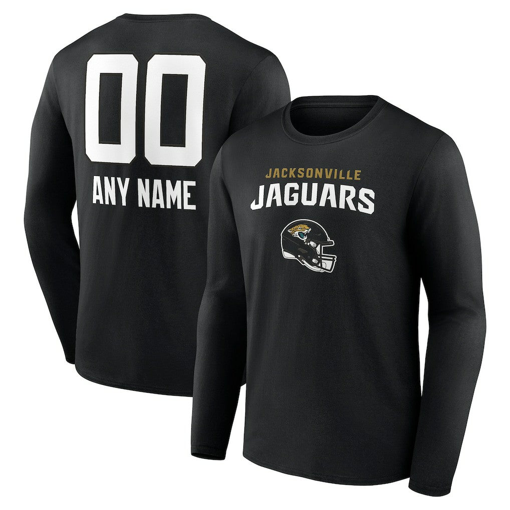 Jacksonville Jaguars Personalized Name & Number Team Wordmark Long Sleeve T-Shirt Black | NFL