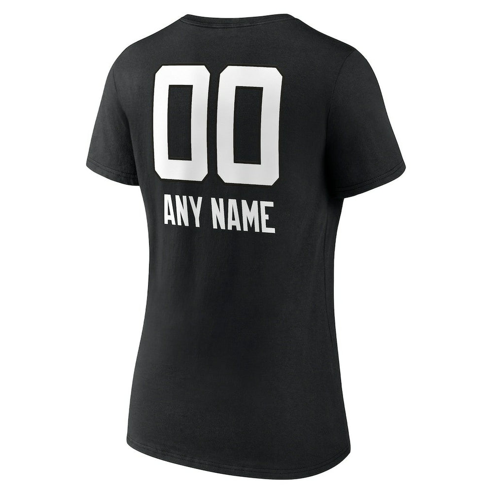 Jacksonville Jaguars Women's Personalized Name & Number Team Wordmark V-Neck T-Shirt Black | NFL