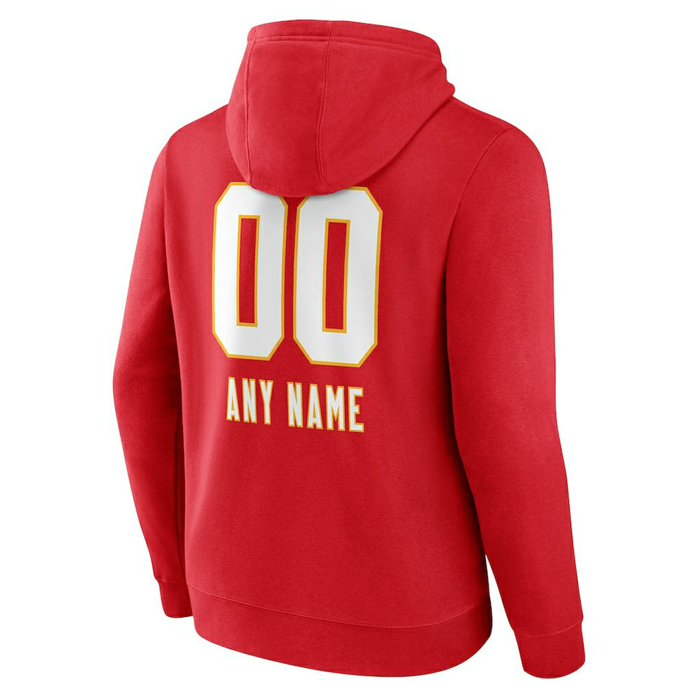 Kansas City Chiefs Personalized Name & Number Team Wordmark Pullover Hoodie Red | NFL