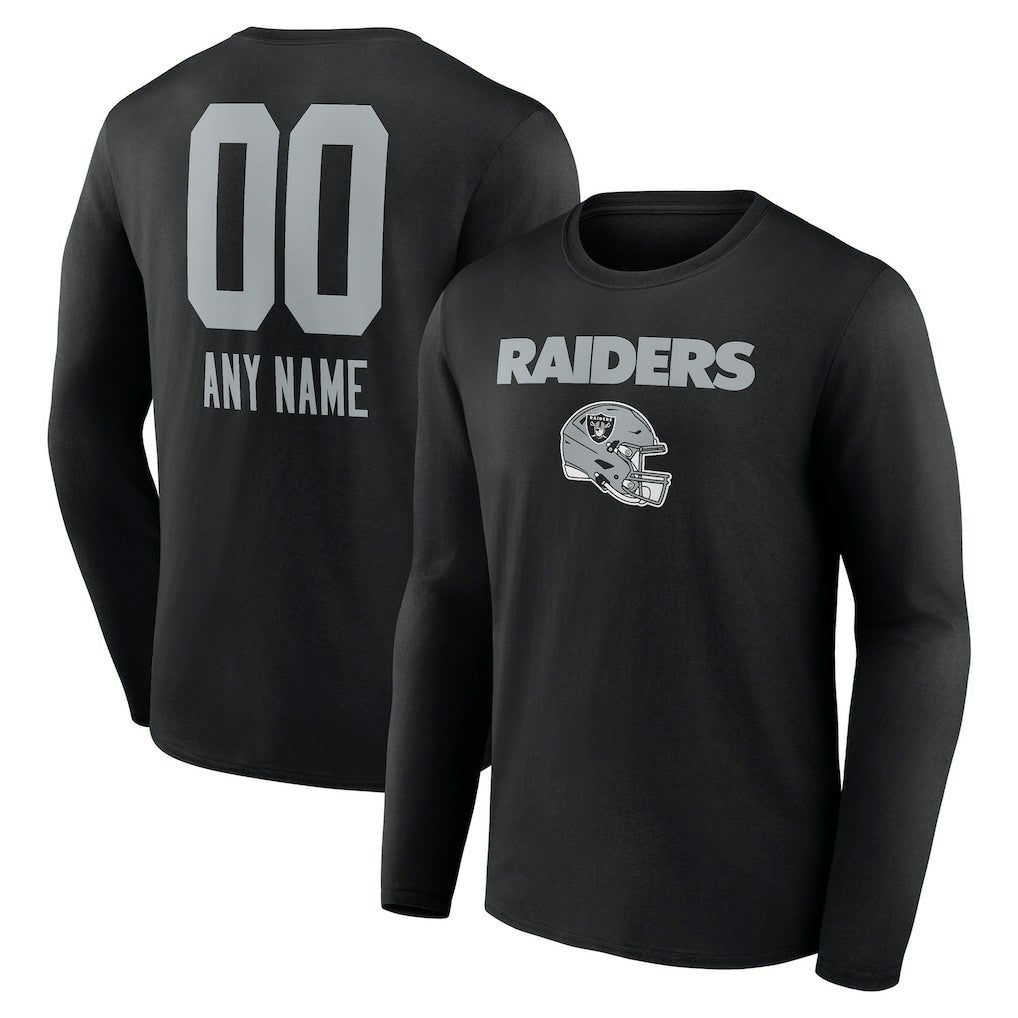 Las Vegas Raiders Personalized Name & Number Team Wordmark Long Sleeve T-Shirt Black | NFL
