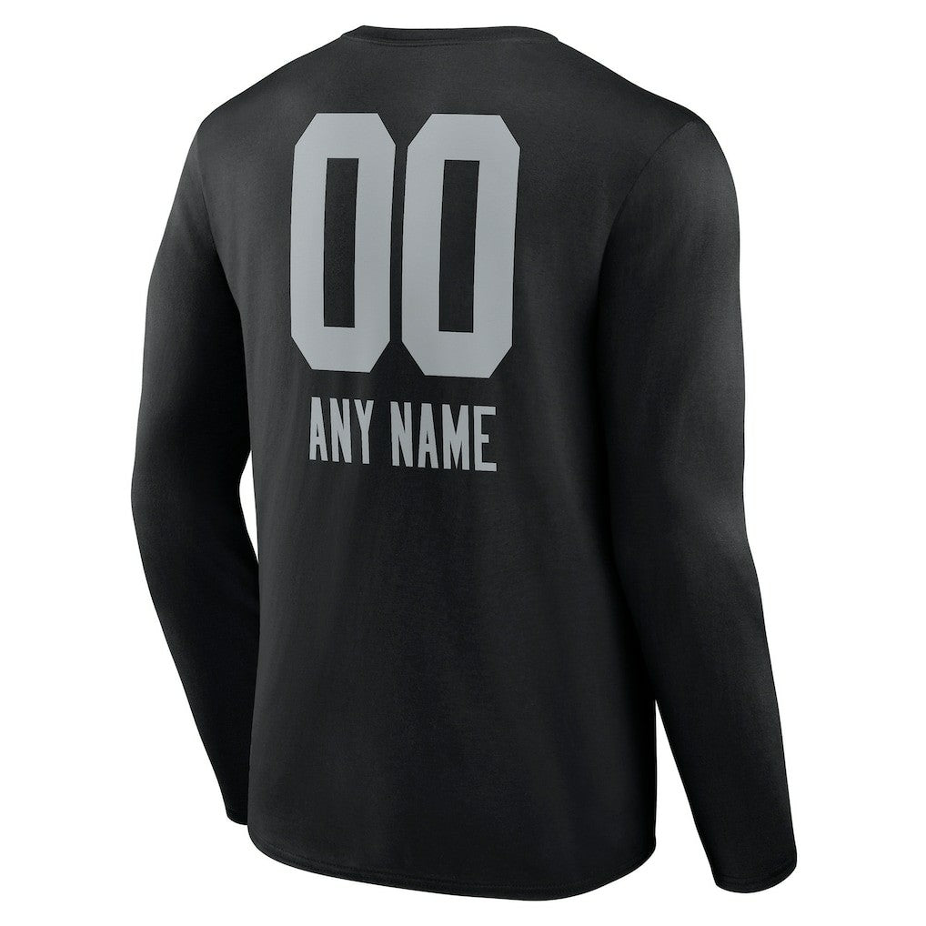 Las Vegas Raiders Personalized Name & Number Team Wordmark Long Sleeve T-Shirt Black | NFL