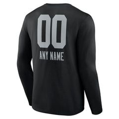 Las Vegas Raiders Personalized Name & Number Team Wordmark Long Sleeve T-Shirt Black | NFL