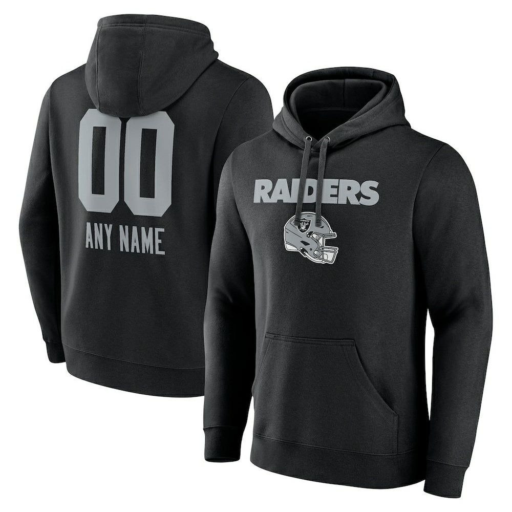Las Vegas Raiders Personalized Name & Number Team Wordmark Pullover Hoodie Black | NFL