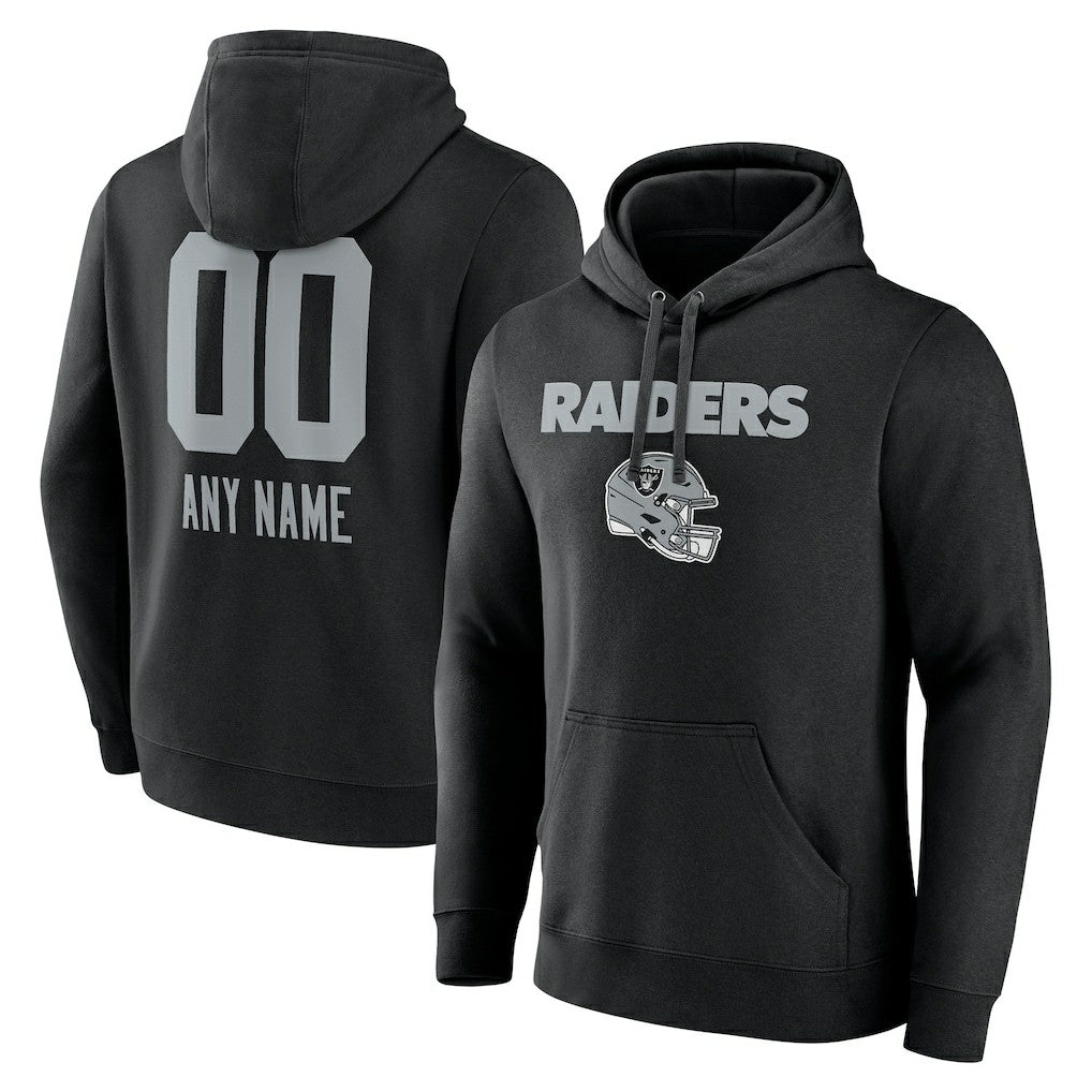Las Vegas Raiders Personalized Name & Number Team Wordmark Pullover Hoodie Black | NFL