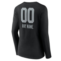 Las Vegas Raiders Women's Personalized Name & Number Team Wordmark Long Sleeve V-Neck T-Shirt Black | NFL