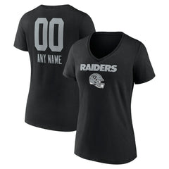 Las Vegas Raiders Women's Personalized Name & Number Team Wordmark V-Neck T-Shirt Black | NFL