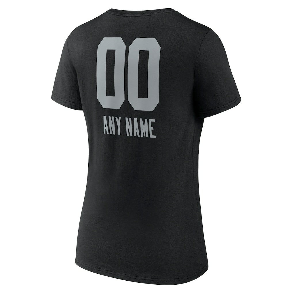 Las Vegas Raiders Women's Personalized Name & Number Team Wordmark V-Neck T-Shirt Black | NFL