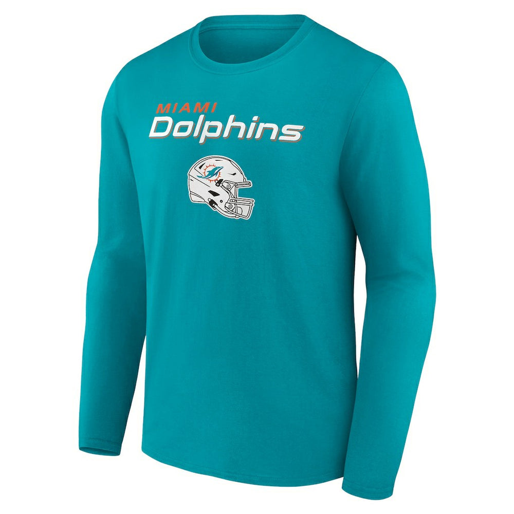 Miami Dolphins Personalized Name & Number Team Wordmark Long Sleeve T-Shirt Aqua | NFL