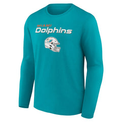 Miami Dolphins Personalized Name & Number Team Wordmark Long Sleeve T-Shirt Aqua | NFL