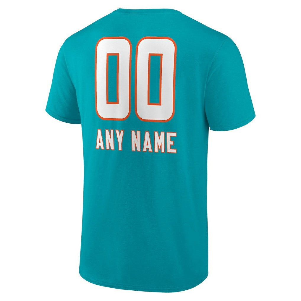 Miami Dolphins Personalized Name & Number Team Wordmark T-Shirt Aqua | NFL