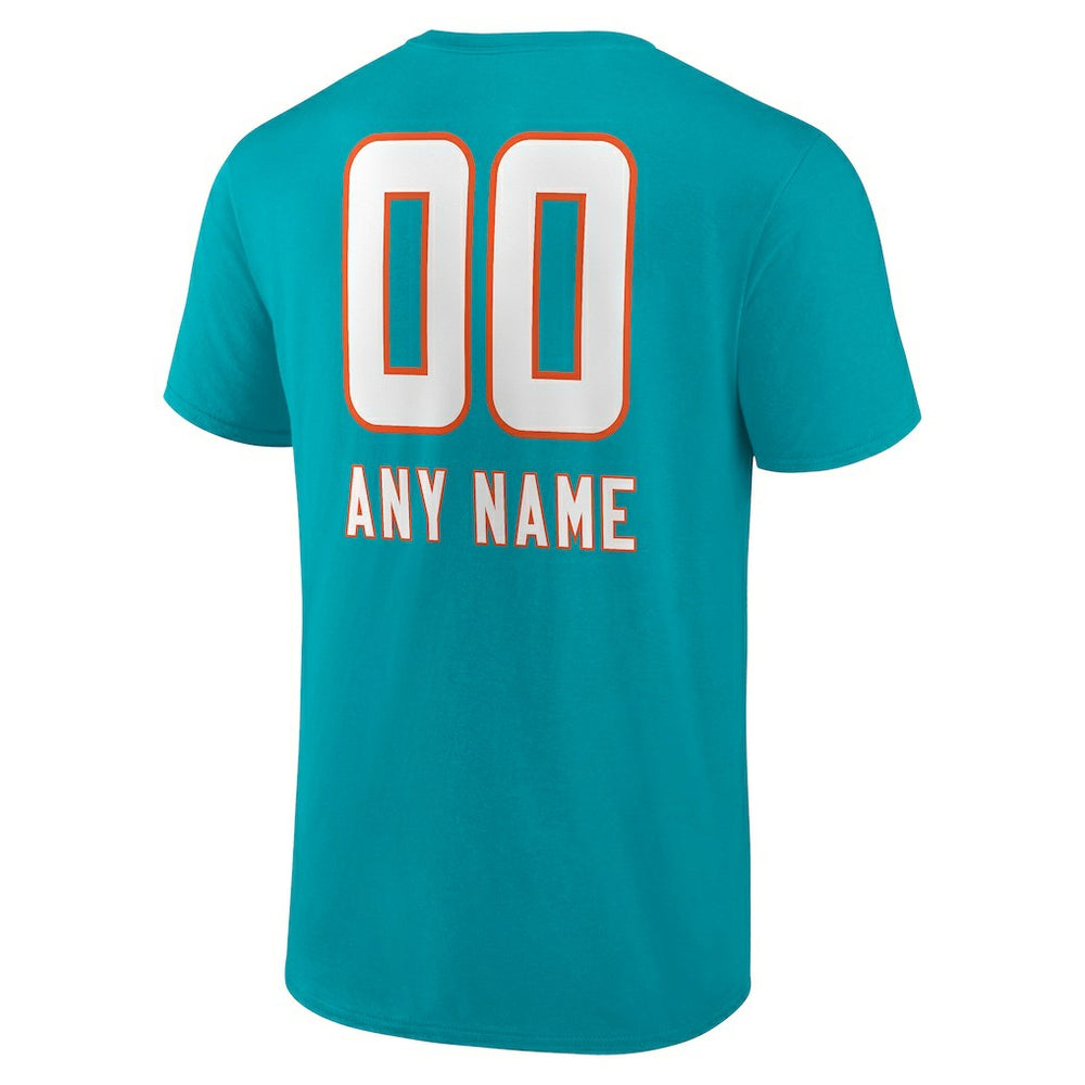 Miami Dolphins Personalized Name & Number Team Wordmark T-Shirt Aqua | NFL