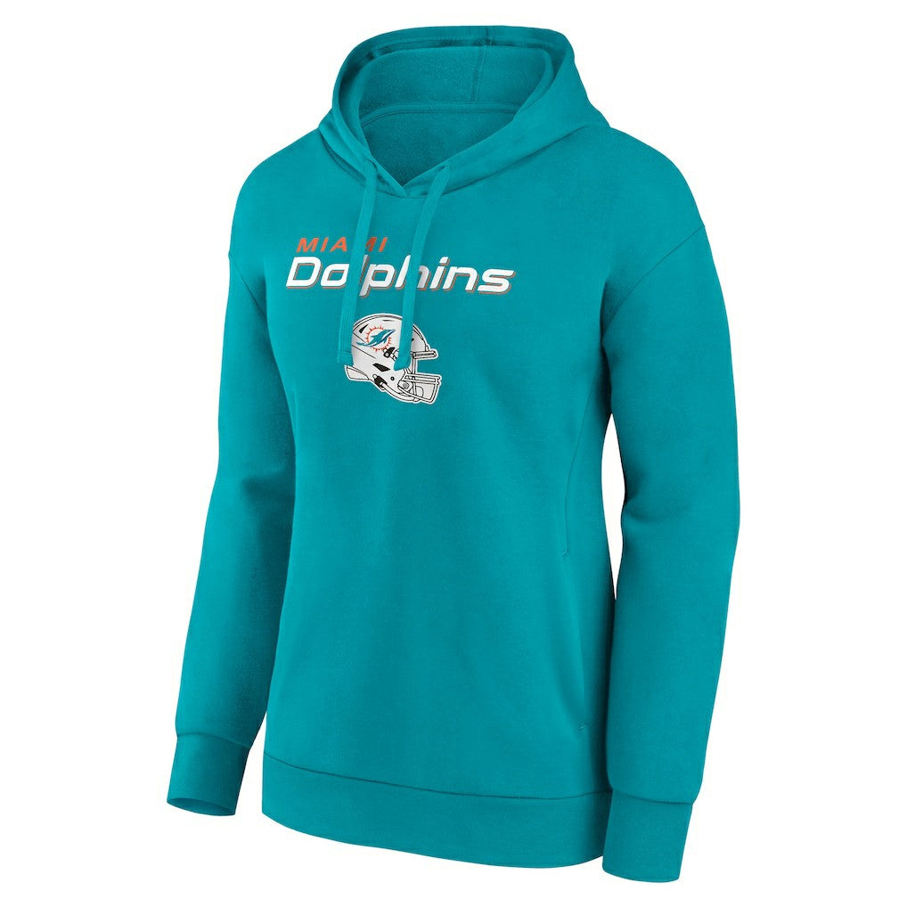 Miami Dolphins Women's Personalized Name & Number Team Wordmark Pullover Hoodie Aqua | NFL