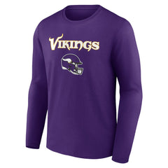 Minnesota Vikings Personalized Name & Number Team Wordmark Long Sleeve T-Shirt Purple | NFL