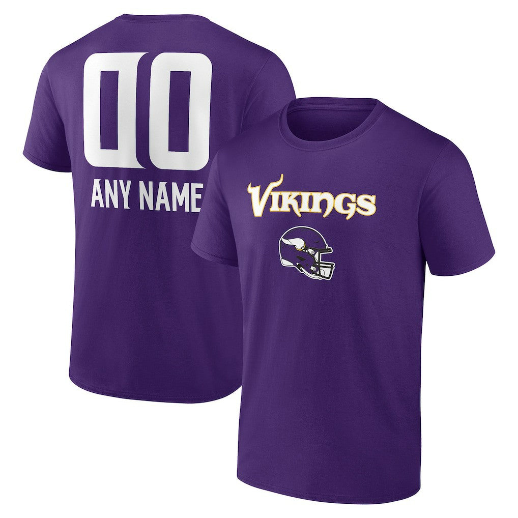 Minnesota Vikings Personalized Name & Number Team Wordmark T-Shirt Purple | NFL