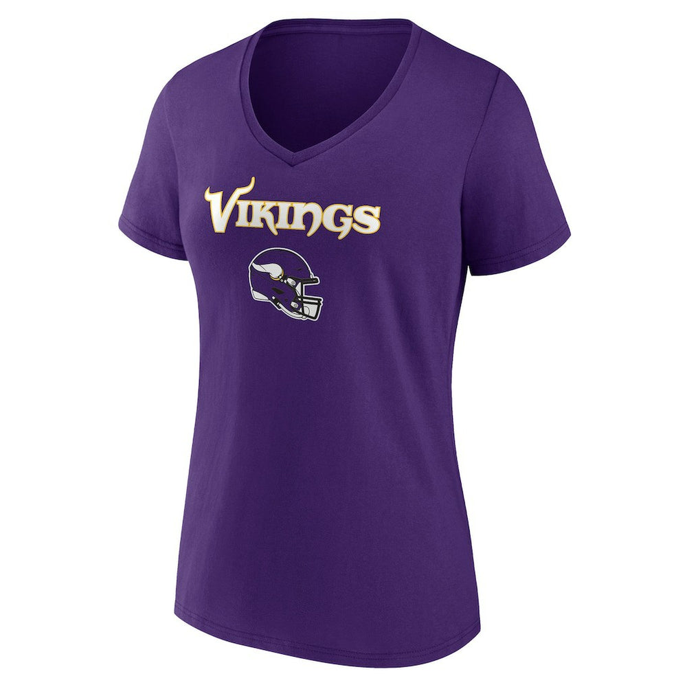 Minnesota Vikings Women's Personalized Name & Number Team Wordmark V-Neck T-Shirt Purple | NFL