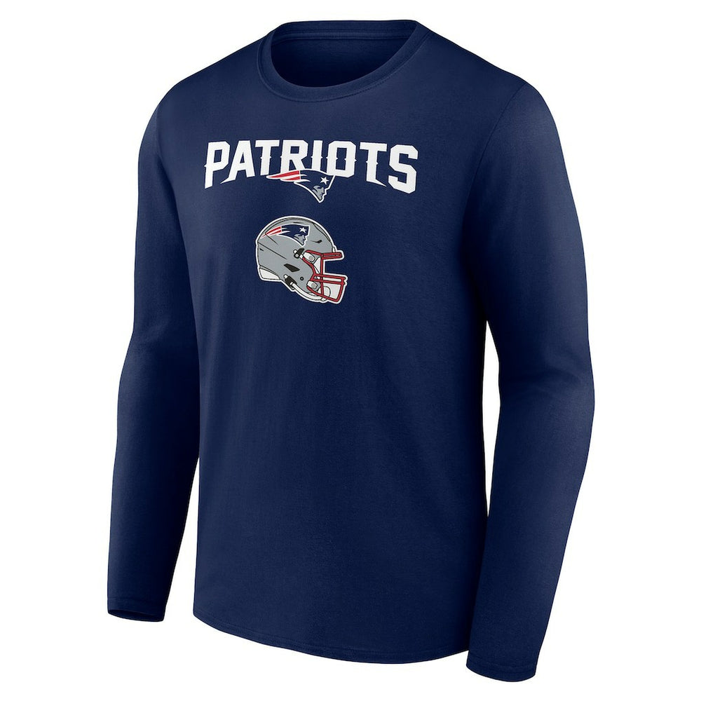 New England Patriots Personalized Name & Number Team Wordmark Long Sleeve T-Shirt Navy | NFL