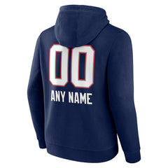 New England Patriots Personalized Name & Number Team Wordmark Pullover Hoodie Navy | NFL