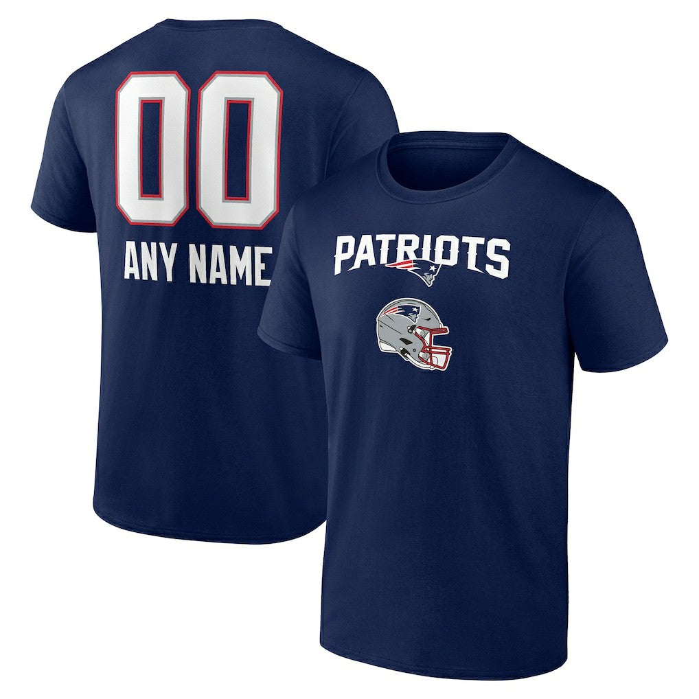 New England Patriots Personalized Name & Number Team Wordmark T-Shirt Navy | NFL
