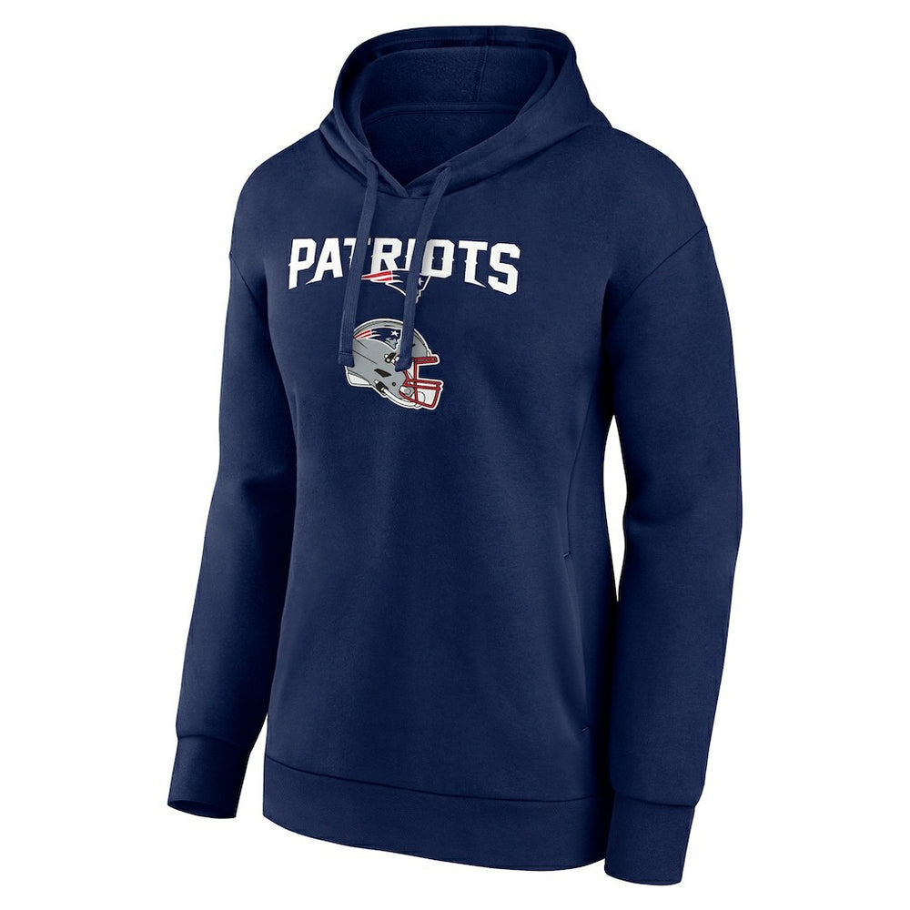 New England Patriots Women's Personalized Name & Number Team Wordmark Pullover Hoodie Navy | NFL