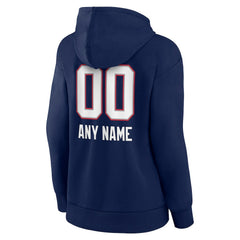New England Patriots Women's Personalized Name & Number Team Wordmark Pullover Hoodie Navy | NFL