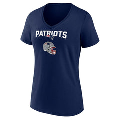 New England Patriots Women's Personalized Name & Number Team Wordmark V-Neck T-Shirt Navy | NFL