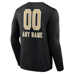 New Orleans Saints Personalized Name & Number Team Wordmark Long Sleeve T-Shirt Black | NFL