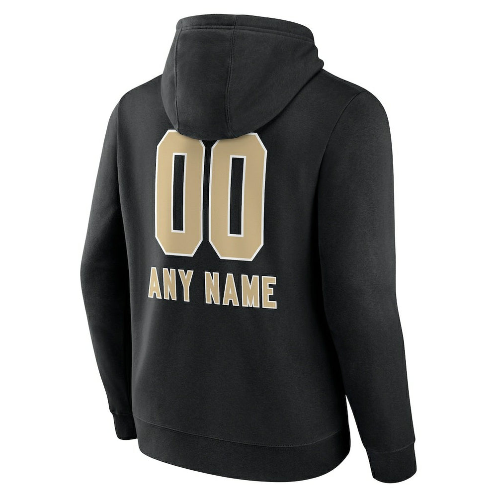 New Orleans Saints Personalized Name & Number Team Wordmark Pullover Hoodie Black | NFL