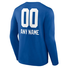New York Giants Personalized Name & Number Team Wordmark Long Sleeve T-Shirt Royal | NFL