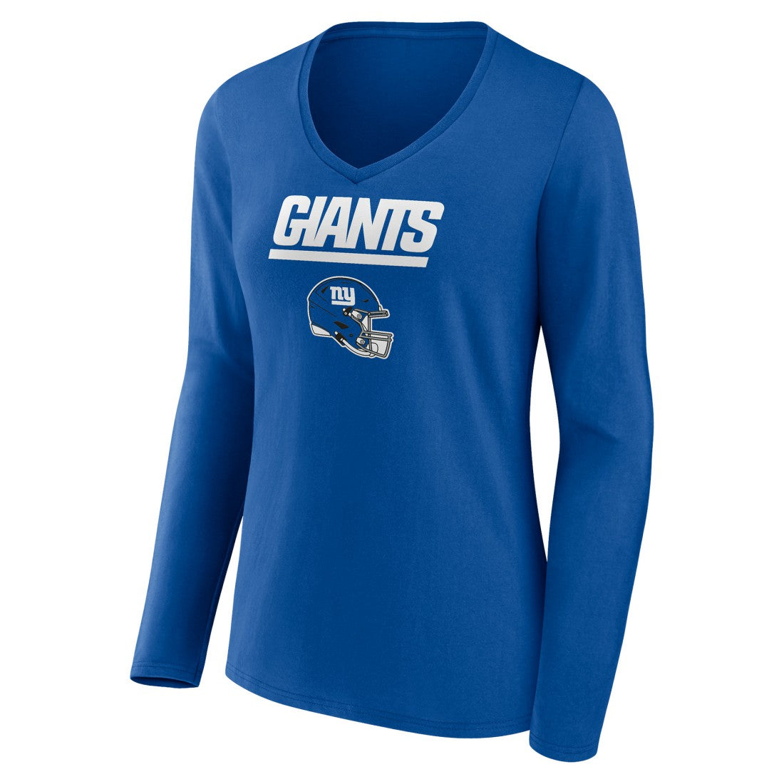 New York Giants Women's Personalized Name & Number Team Wordmark Long Sleeve V-Neck T-Shirt Royal | NFL