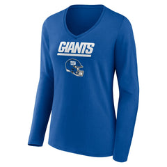 New York Giants Women's Personalized Name & Number Team Wordmark Long Sleeve V-Neck T-Shirt Royal | NFL