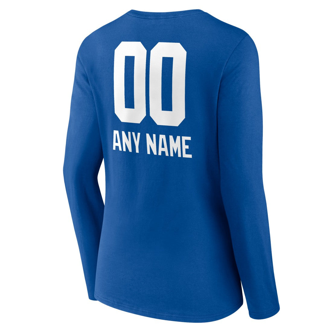 New York Giants Women's Personalized Name & Number Team Wordmark Long Sleeve V-Neck T-Shirt Royal | NFL