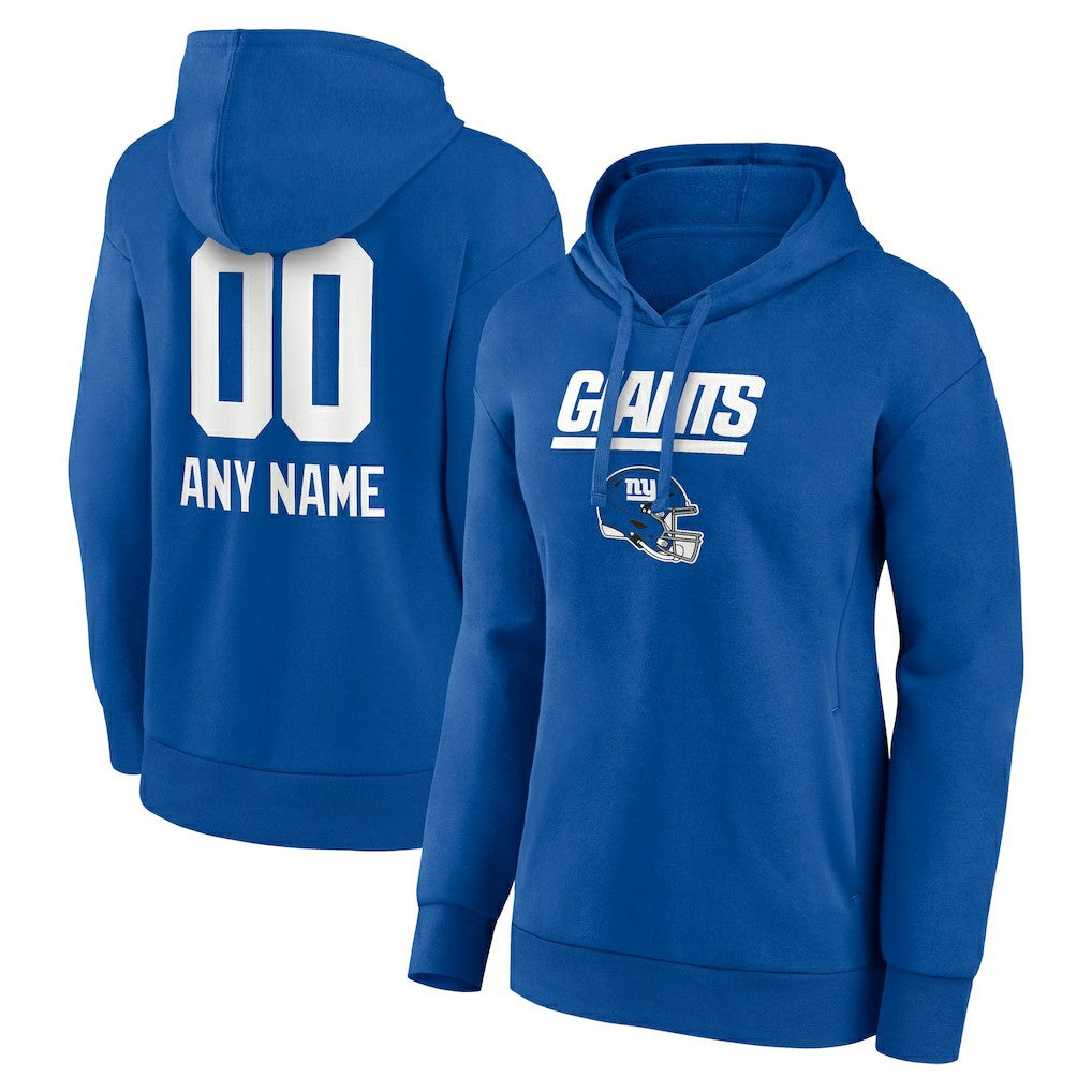 New York Giants Women's Personalized Name & Number Team Wordmark Pullover Hoodie Royal | NFL